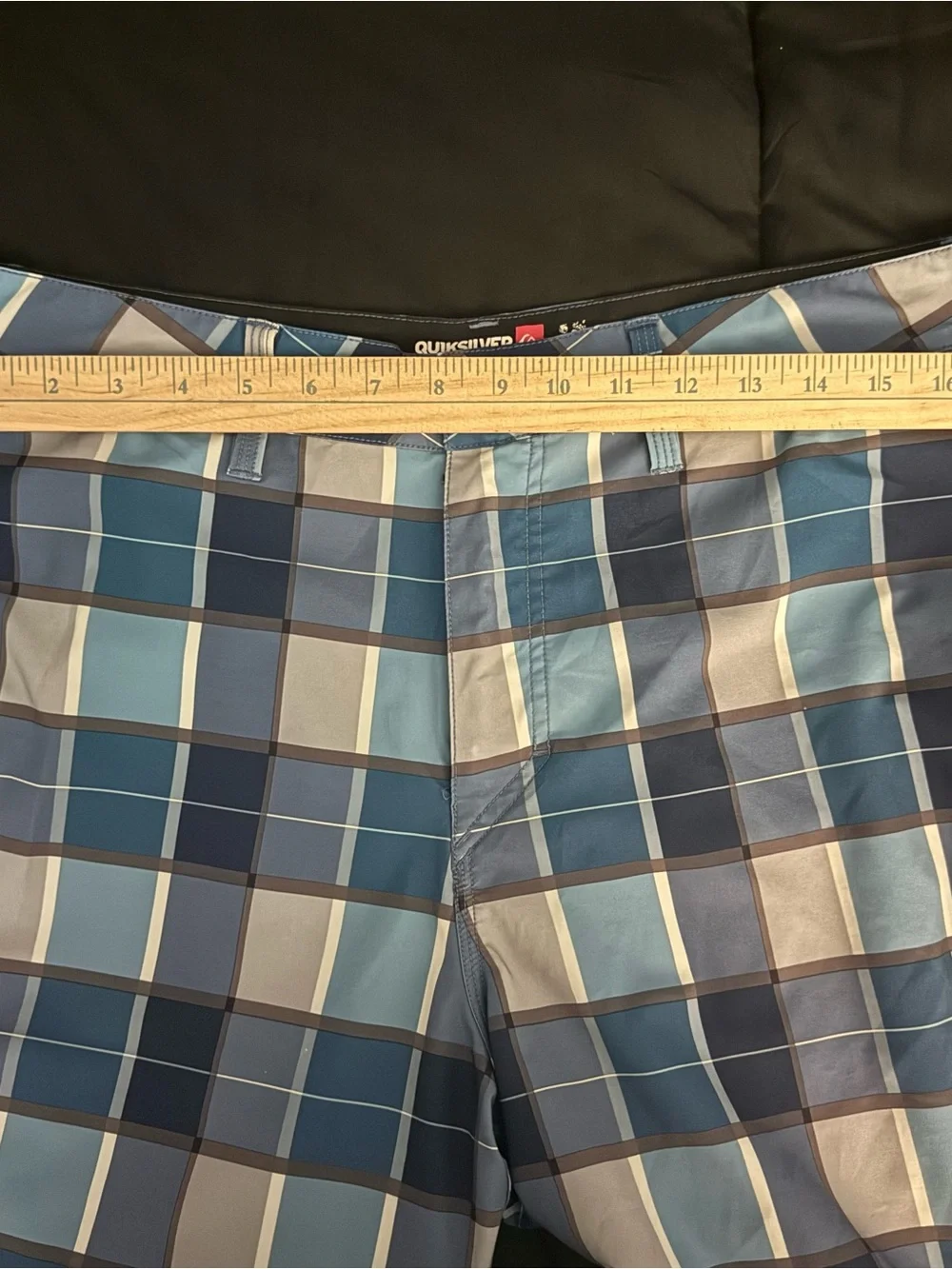 Quiksilver Amphibians Board Shorts Men’s 36 Blue Plaid Hybrid Swim Surf Shorts